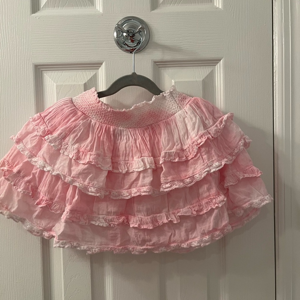 LoveShackFancy Blush Smocked Skirt